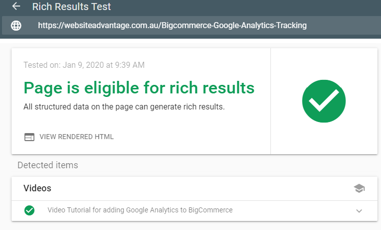 Video Rich Results Test Tool